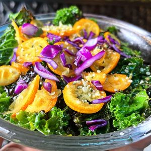 Grilled Kale with Coconut Oil and Kumquats. 
@DailyFuelPDX at Daily Fuel in Portland