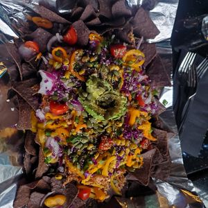 Nachos. They need something for scale. The pan was larger than a sheet of paper. at Daily Fuel in Portland