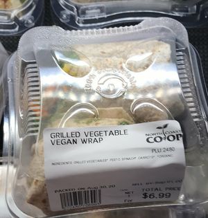 Grilled vegetable vegan wrap at North Coast Co-op in Eureka