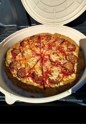 Vegan pepperoni pizza at Plant Based Pizzeria in Atlanta