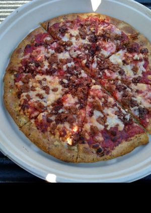 Beyond sausage pizza at Plant Based Pizzeria in Atlanta