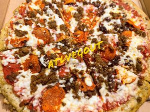 Meat lovers pizza  at Plant Based Pizzeria in Atlanta