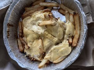 I was scared about the cheese fries because I get disappointed a lot  but they were reallygood  at Plant Based Pizzeria in Atlanta