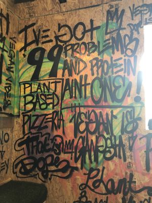 Wall art at Plant Based Pizzeria in Atlanta