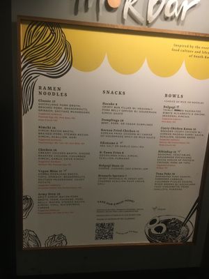 Wall menu at mŏkbar in New York City