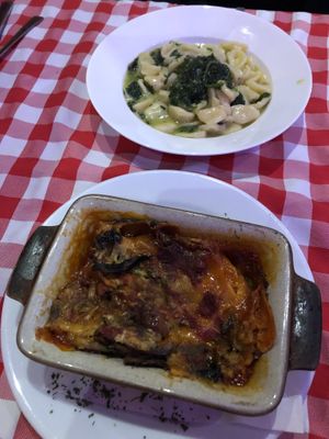 Orichette with spinach and lasagne  at O' Sole Mio in Eastbourne