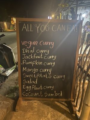 The menu  at Dhana's Curry Pot in Mirissa