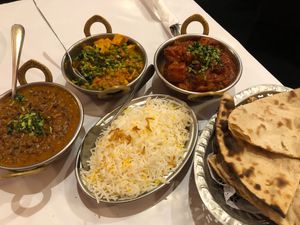 Three curries, rice and bread - great value banquet! at Saffron Indian Cuisine in Geelong