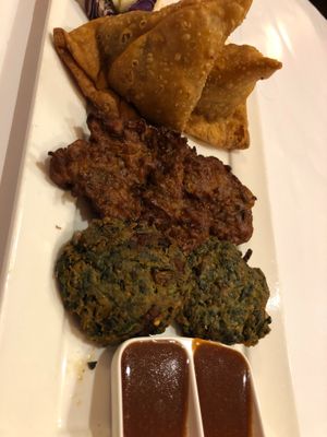 Three entrees  at Saffron Indian Cuisine in Geelong