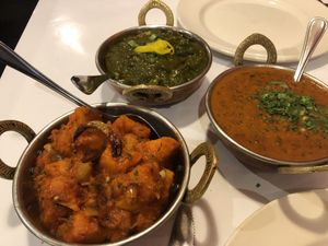 Dahl, pumpkin curry and Palak tofu at Saffron Indian Cuisine in Geelong