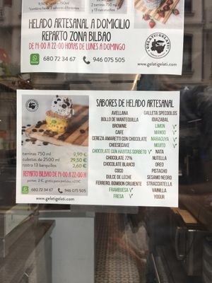 Carta vegana at Gelati Gelati in Bilbao