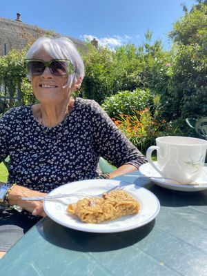 Beautiful garden and cakes with tea 💚  at Kitnors in Minehead