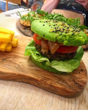 Green Burger  at Wild Food Cafe in North London