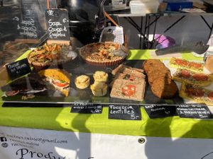 Racine’s-Saturday farmers market stand - savory options  at Racines in Lausanne