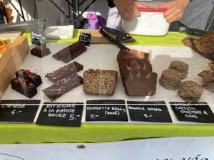 Racine’s-Saturday farmers market stand - desserts at Racines in Lausanne