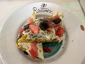 Hummus toast  at Racines in Lausanne