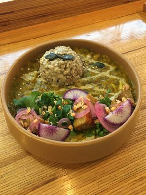Dahl Special with pickled veg and tempeh   at Racines in Lausanne