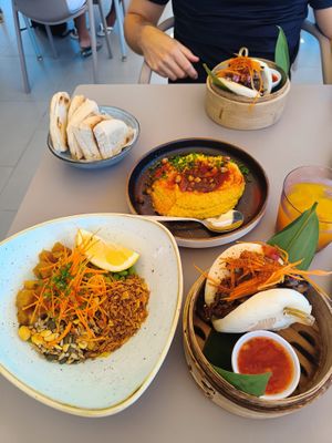 vegan bao, hummus and the bowl.  at Tuká Tulá in Sao Miguel
