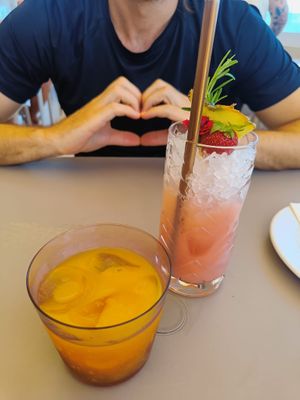 Natural orange juice and a mocktail  at Tuká Tulá in Sao Miguel