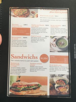 Menu 1 at Copper Branch in Nice