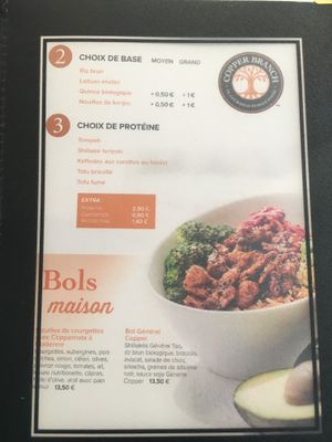 Menu 4 at Copper Branch in Nice