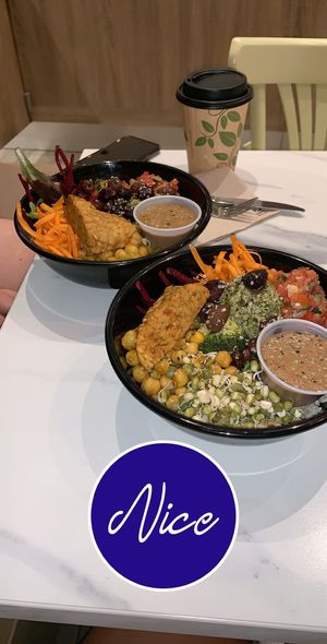 Aristotle Bowl with rice base and tempeh  at Copper Branch in Nice