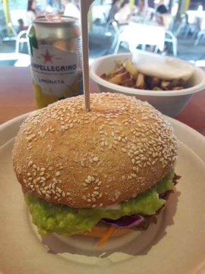 Shitakee buger with french fries at Copper Branch in Nice