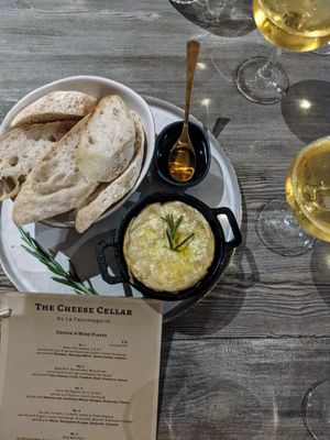 Baked camembert & champagne at La Fauxmagerie in North West London
