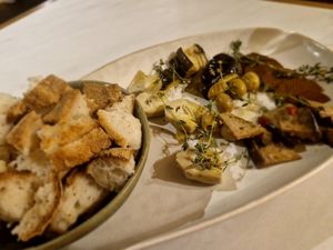 Accompaniments to the fondue at La Fauxmagerie in North West London