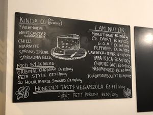 Board at La Fauxmagerie in North West London