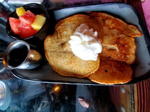 Vegan pancakes at 4th Street Fillin Station in Cocoa Beach