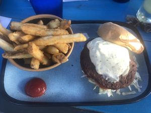Impossible Burger with fries  at 4th Street Fillin Station in Cocoa Beach