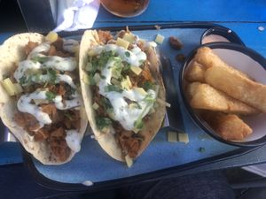 Plant Based Bulgogi Tacos with Yucca Fries  at 4th Street Fillin Station in Cocoa Beach