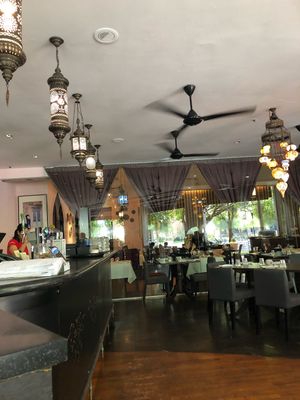 View from the outside seating area at Shabestan in Central Singapore