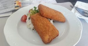 Vegan fried cheese at Magora in Vac