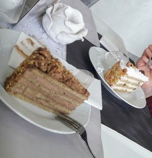 Hazelnut caramel cake and a tasty Hungarian cake which name I don't recall at Magora in Vac