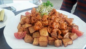 Veganized typical Hungarian dish at Magora in Vac