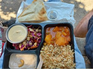 Meal 2 with flatbread and dessert at H&S Brothers Meal in Freiburg