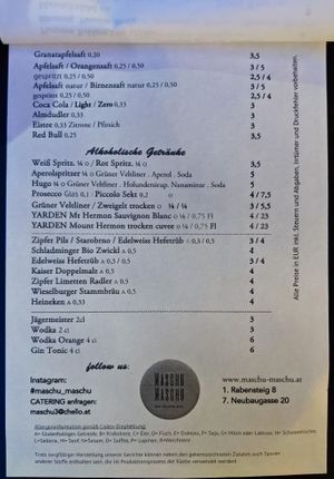 Page 5 of menu at Maschu Maschu at Maschu Maschu in Vienna