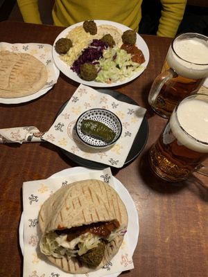Falafel pita and dish  at Maschu Maschu in Vienna
