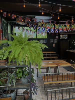 I usually love sitting in this sun room patio for brunch. at Pleasant House Pub in Chicago