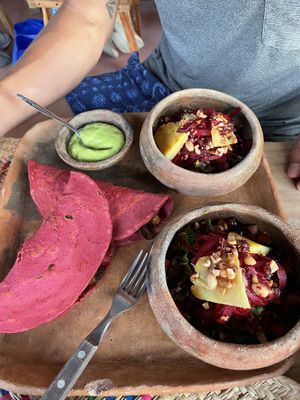 Tacos rosas at CocoFam in Puerto Escondido