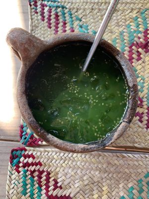 The cucumber & lemon juice at CocoFam in Puerto Escondido