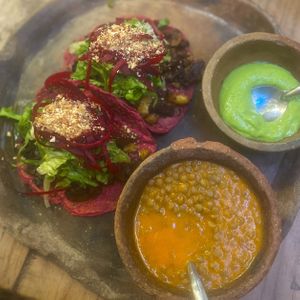 Beet & mushrooms   at CocoFam in Puerto Escondido