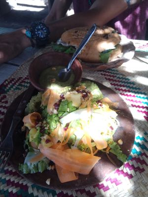 taco verde y traditionale torta at CocoFam in Puerto Escondido