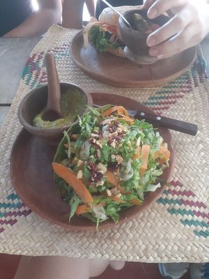 Taco verde vegano at CocoFam in Puerto Escondido