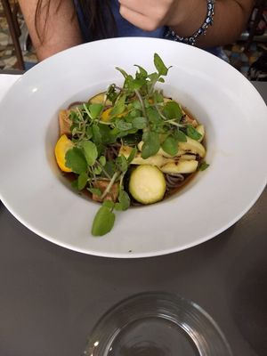 noodle, zucchini, tofu, cress at Le Café de Mars in Paris