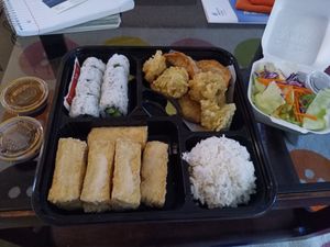 Vegan Bento, so much food! at Nori Teriyaki in Mukilteo
