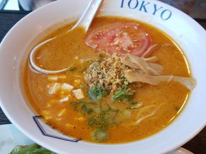 Spicy vegan ramen at Rakkan in Santa Monica