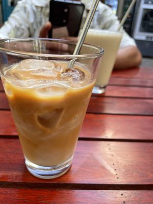 Iced latte with oat milk   at Coffee Station in Phong Nha